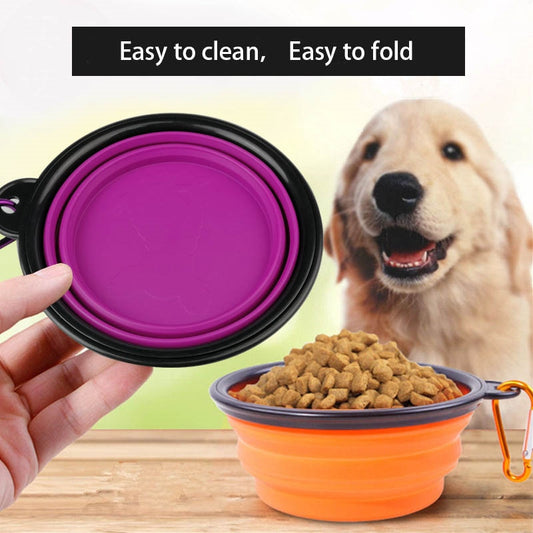 Large Collapsible Dog Pet Folding Silicone Bowl Outdoor Travel 350/1000ml